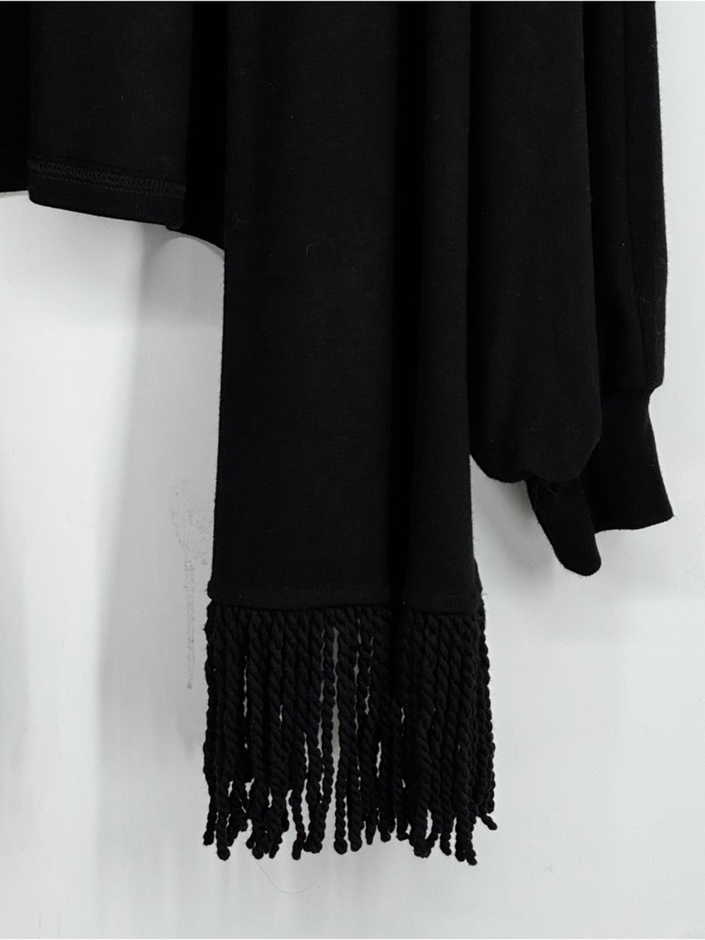 NETS Coco + Carmen One Size Black Cardigan w Fringe and Dolman Sleeves - Picture 8 of 15